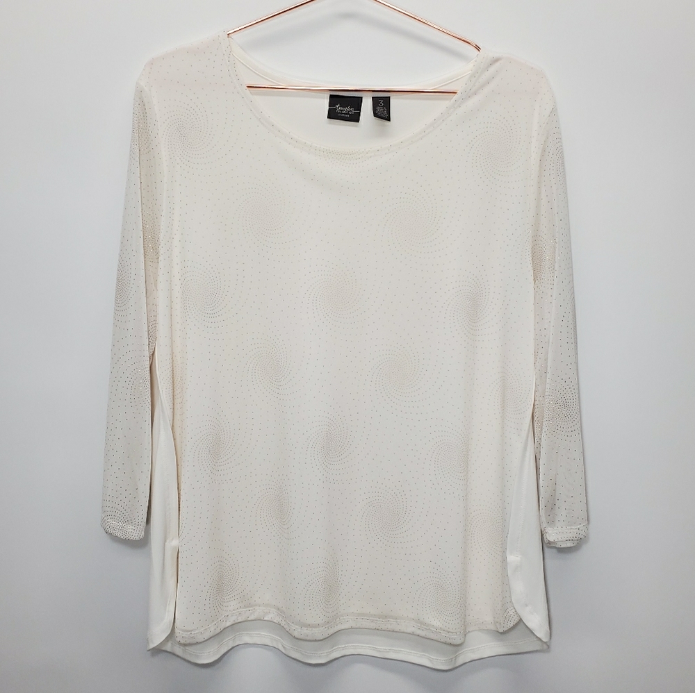 Chicos Travelers Offwhite Top sz 3 XL